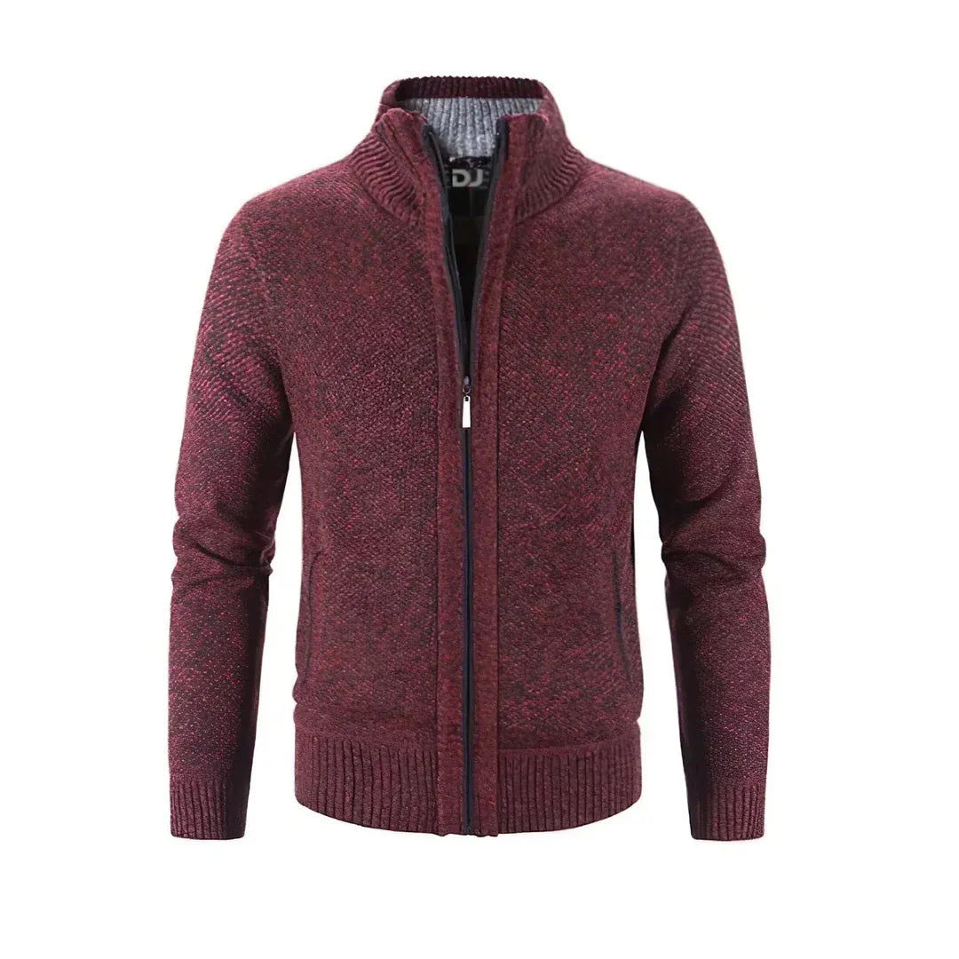 Slim Fit Cardigan Wool Knit Ribbed Edge Modern Design