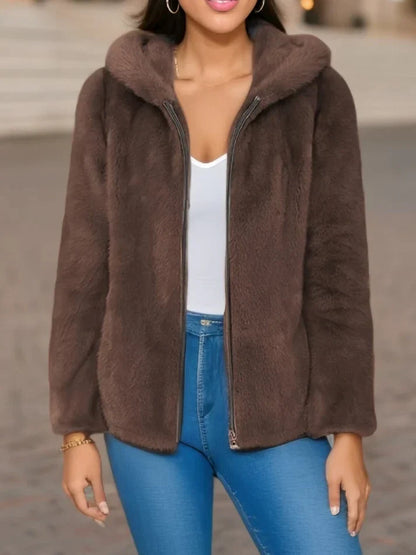 Selina - Fleece Sweat Jacket Hood Warm