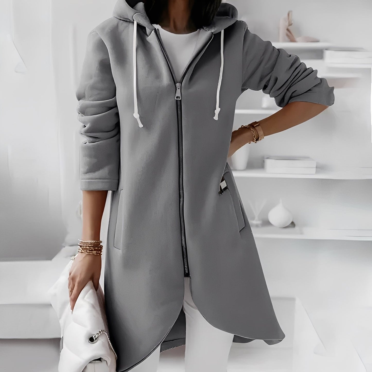 Women's Long Hooded Jacket Comfortable & Stylish