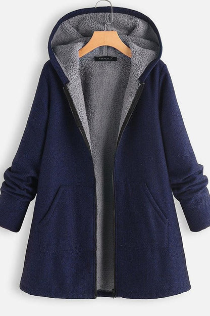 Women's Oversized Hooded Fleece-Lined Coat