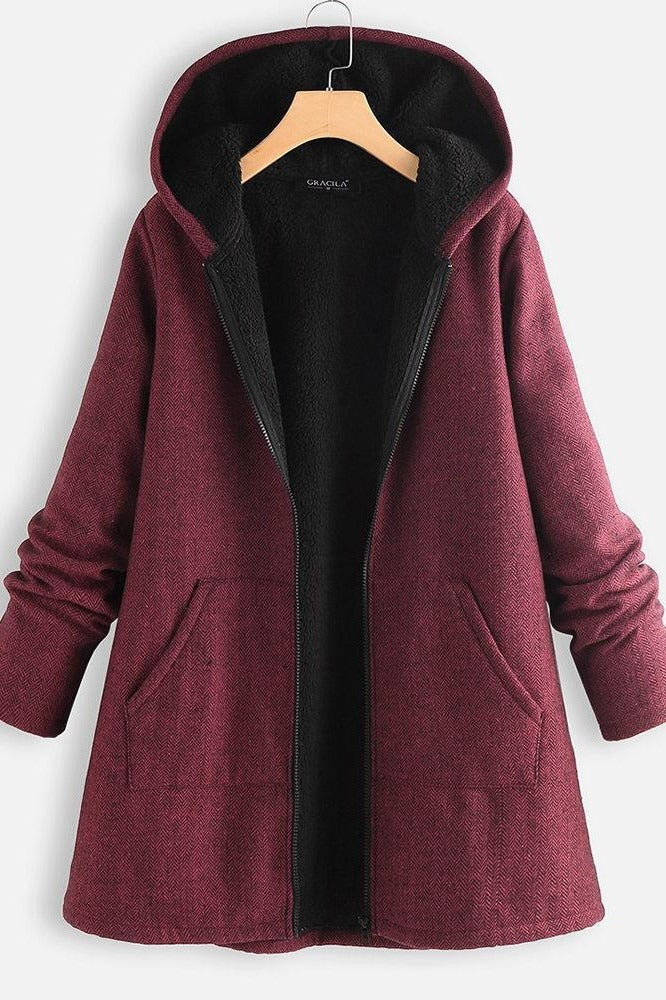 Women's Oversized Hooded Fleece-Lined Coat