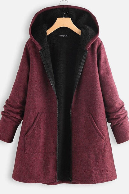 Women's Oversized Hooded Fleece-Lined Coat