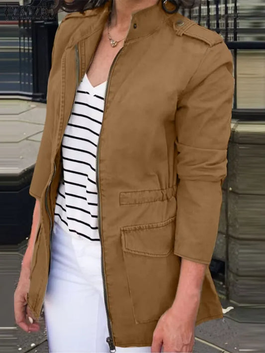 Bequeme Cargojacke Relaxed Fit Baumwolle Reißverschluss - IdealeKleiden