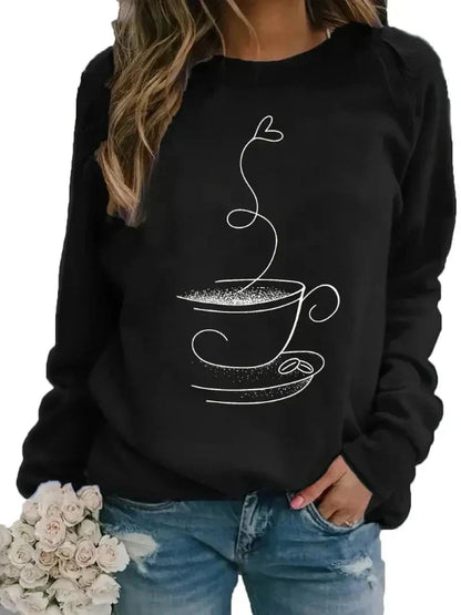 Coffee Sweatshirt Women Crewneck Coffee Mug Motif