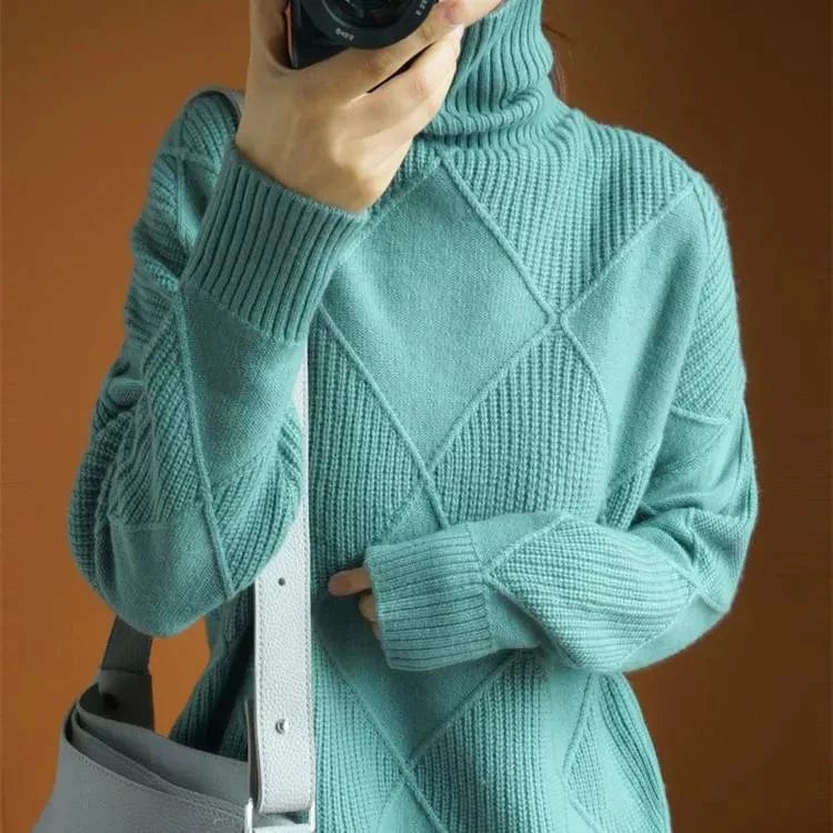 Stylish Women's Sweaters Ribbed Turtleneck Design