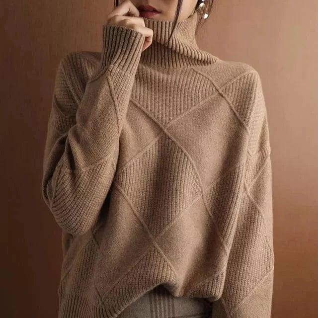 Stylish Women's Sweaters Ribbed Turtleneck Design