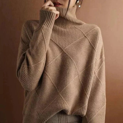 Stylish Women's Sweaters Ribbed Turtleneck Design