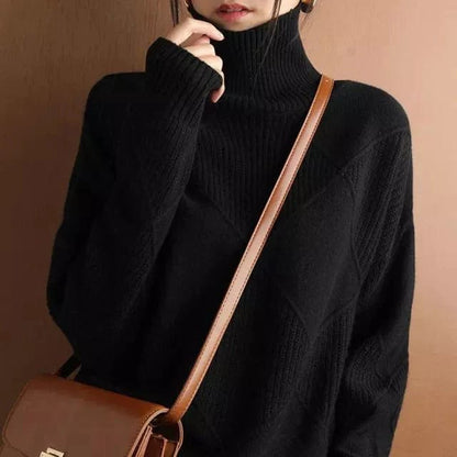 Stylish Women's Sweaters Ribbed Turtleneck Design
