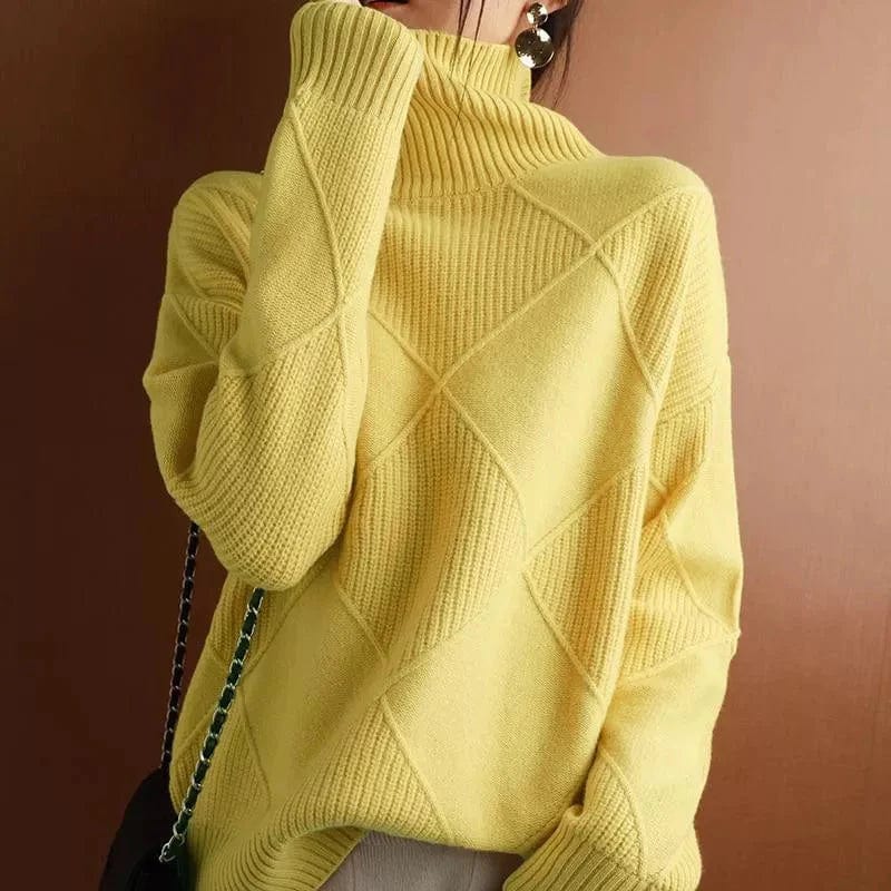 Stylish Women's Sweaters Ribbed Turtleneck Design