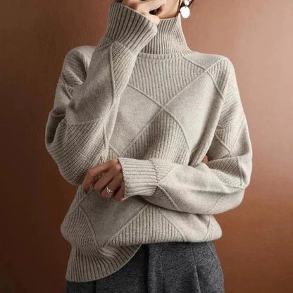 Stylish Women's Sweaters Ribbed Turtleneck Design