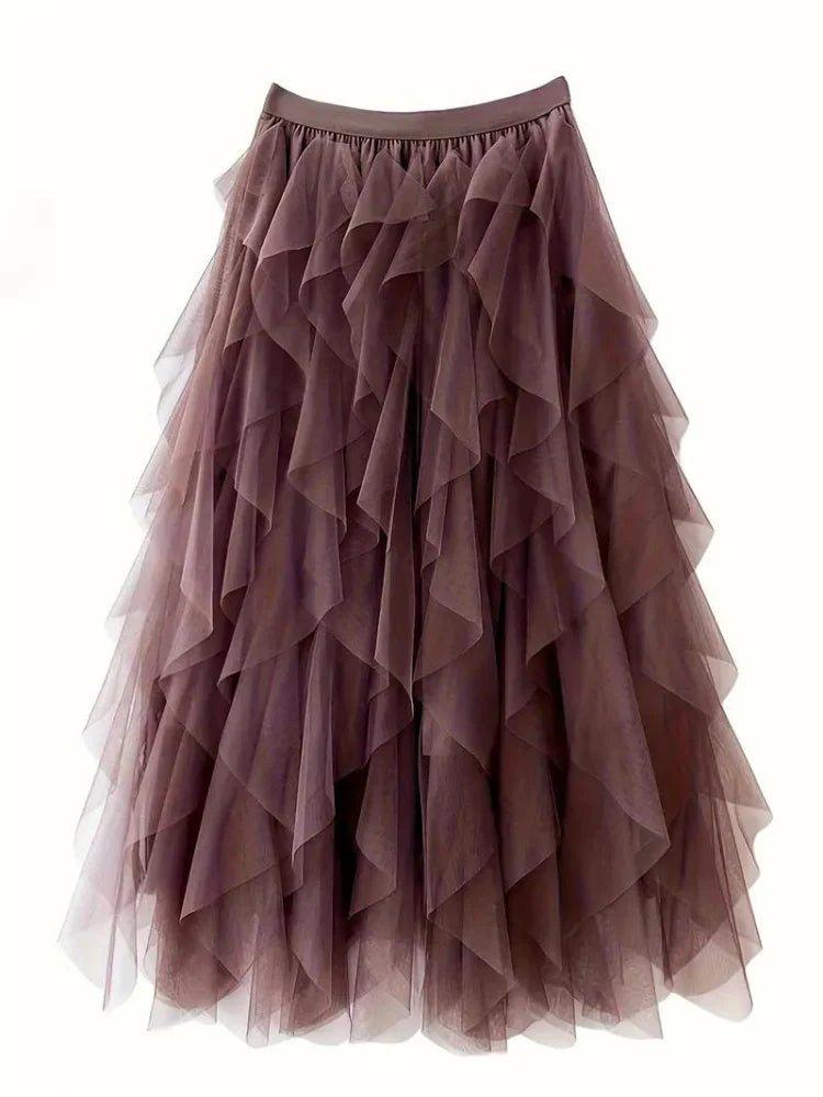 Women's Tulle Midi Skirt Elegant