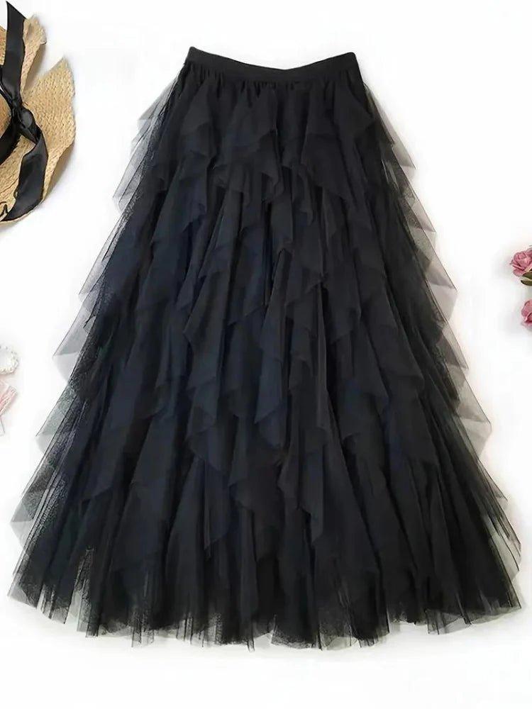 Women's Tulle Midi Skirt Elegant