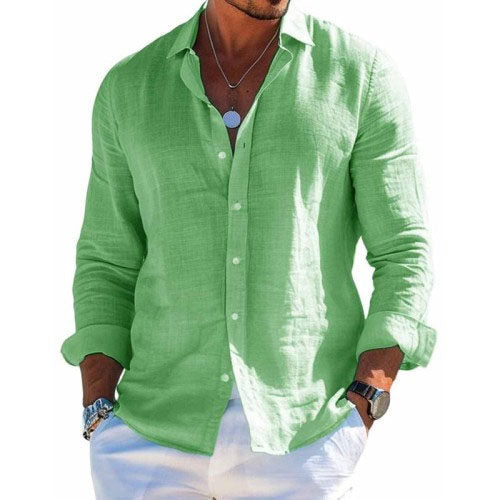 Men's Long-Sleeve Casual Button-Down Shirt