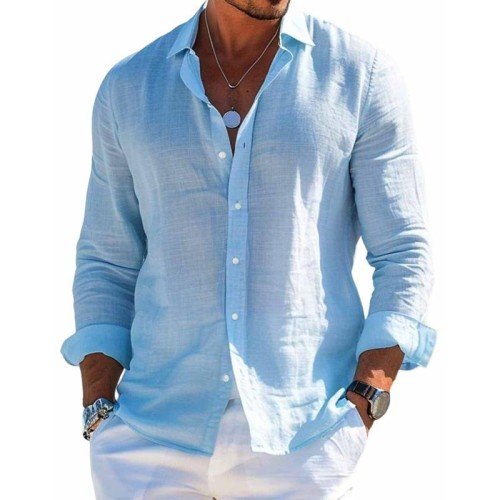 Men's Long-Sleeve Casual Button-Down Shirt