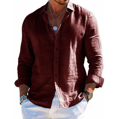 Men's Long-Sleeve Casual Button-Down Shirt