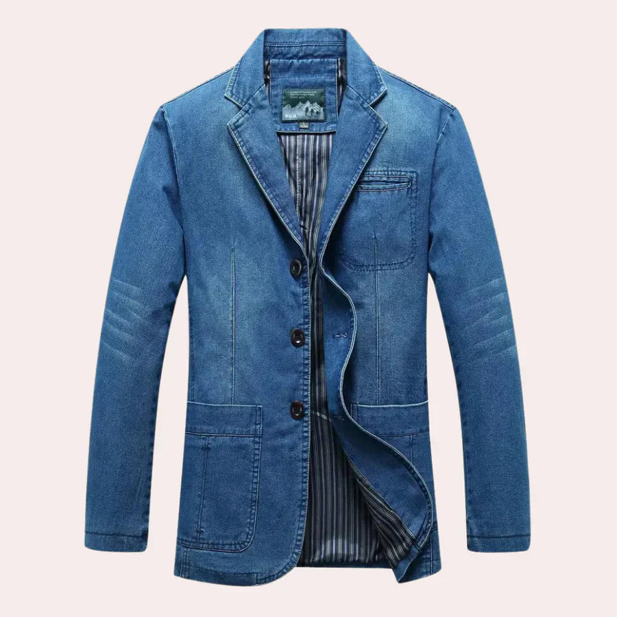 Elegant Men's Denim Blazer Modern Style