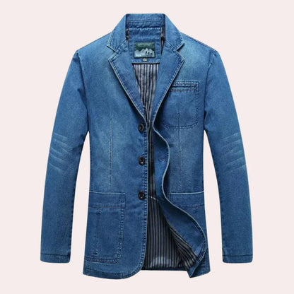 Elegant Men's Denim Blazer Modern Style