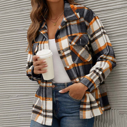 Women's Plaid Winter Coat Autumn Fashion