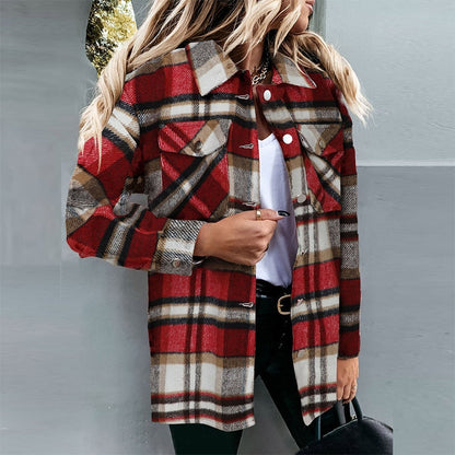 Women's Plaid Winter Coat Autumn Fashion