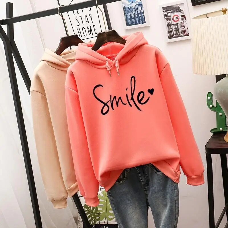 Comfortable Hoodie with Smile Graphic Zipper Jacket