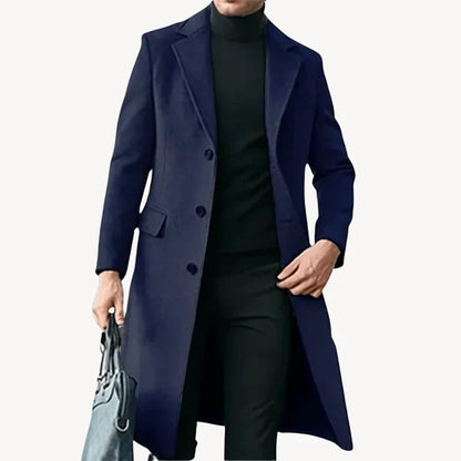 Men's Wool Coat with Elegant Lapel Collar
