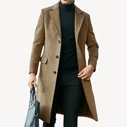 Men's Wool Coat with Elegant Lapel Collar