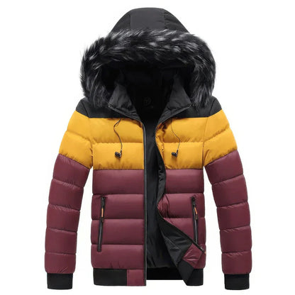 Herren Winterparka Mantel mit Pelz Kragen - IdealeKleiden