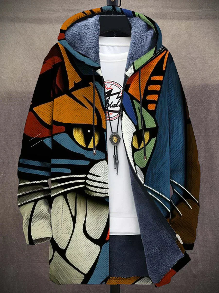 Stylish women's coat with a colorful design