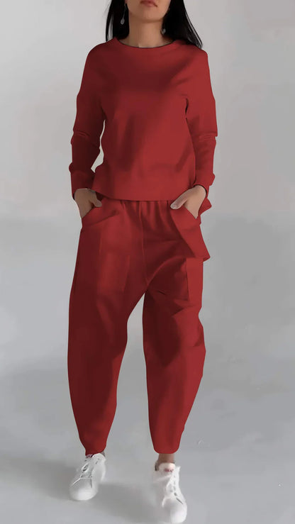 Women's Elegant Cashmere Two-Piece Set Round Neck