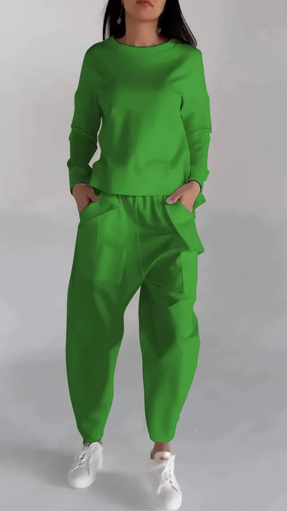 Women's Elegant Cashmere Two-Piece Set Round Neck