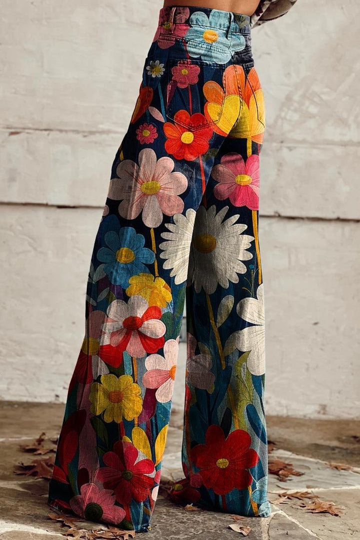 Elegante Damen Hose Schlagstoff - IdealeKleiden