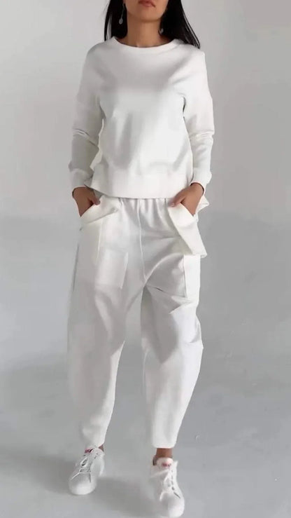 Women's Elegant Cashmere Two-Piece Set Round Neck
