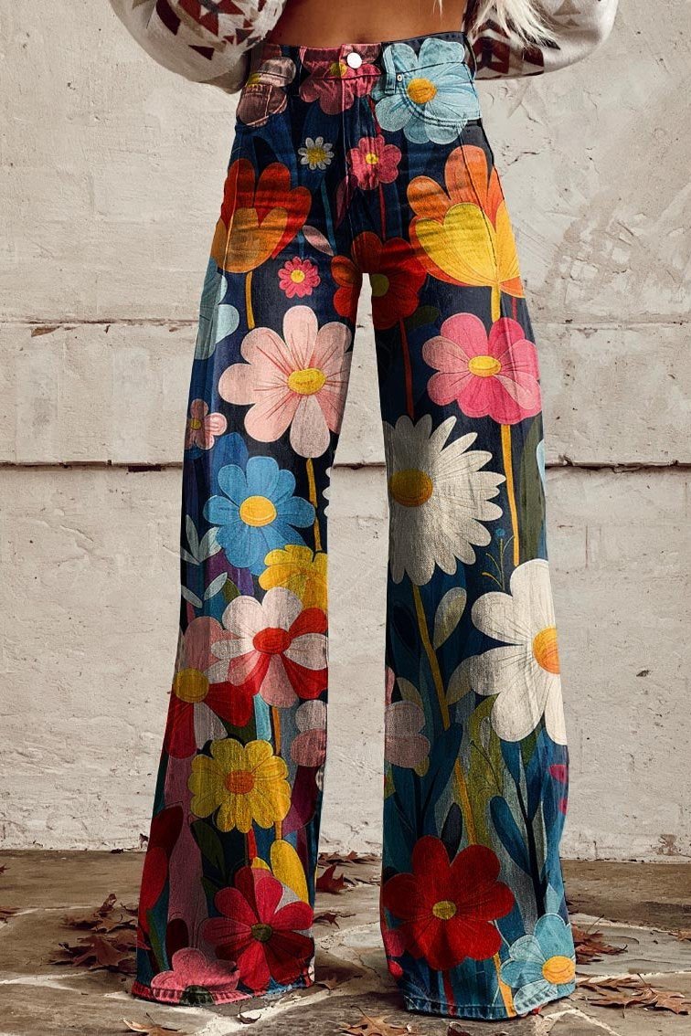Elegant women's trousers flared fabric