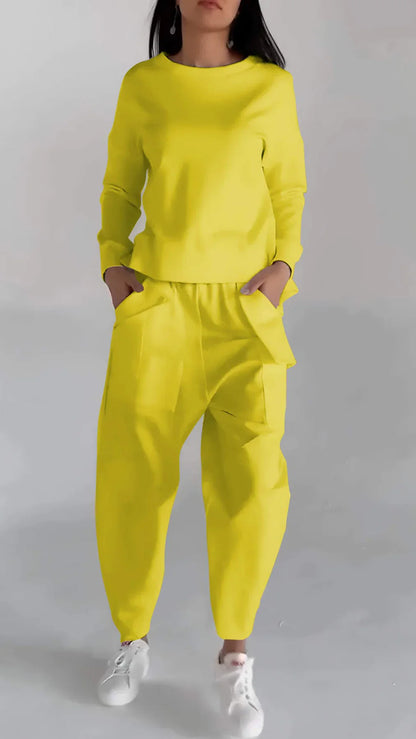 Women's Elegant Cashmere Two-Piece Set Round Neck