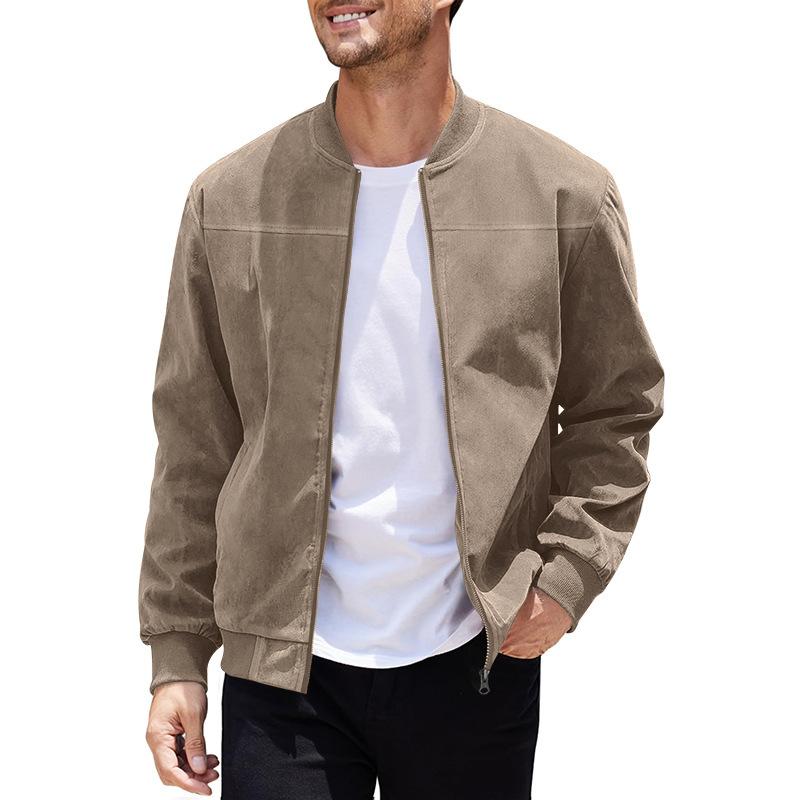 Männer Lederjacke Übergangsjacke Stehkragen Style - IdealeKleiden