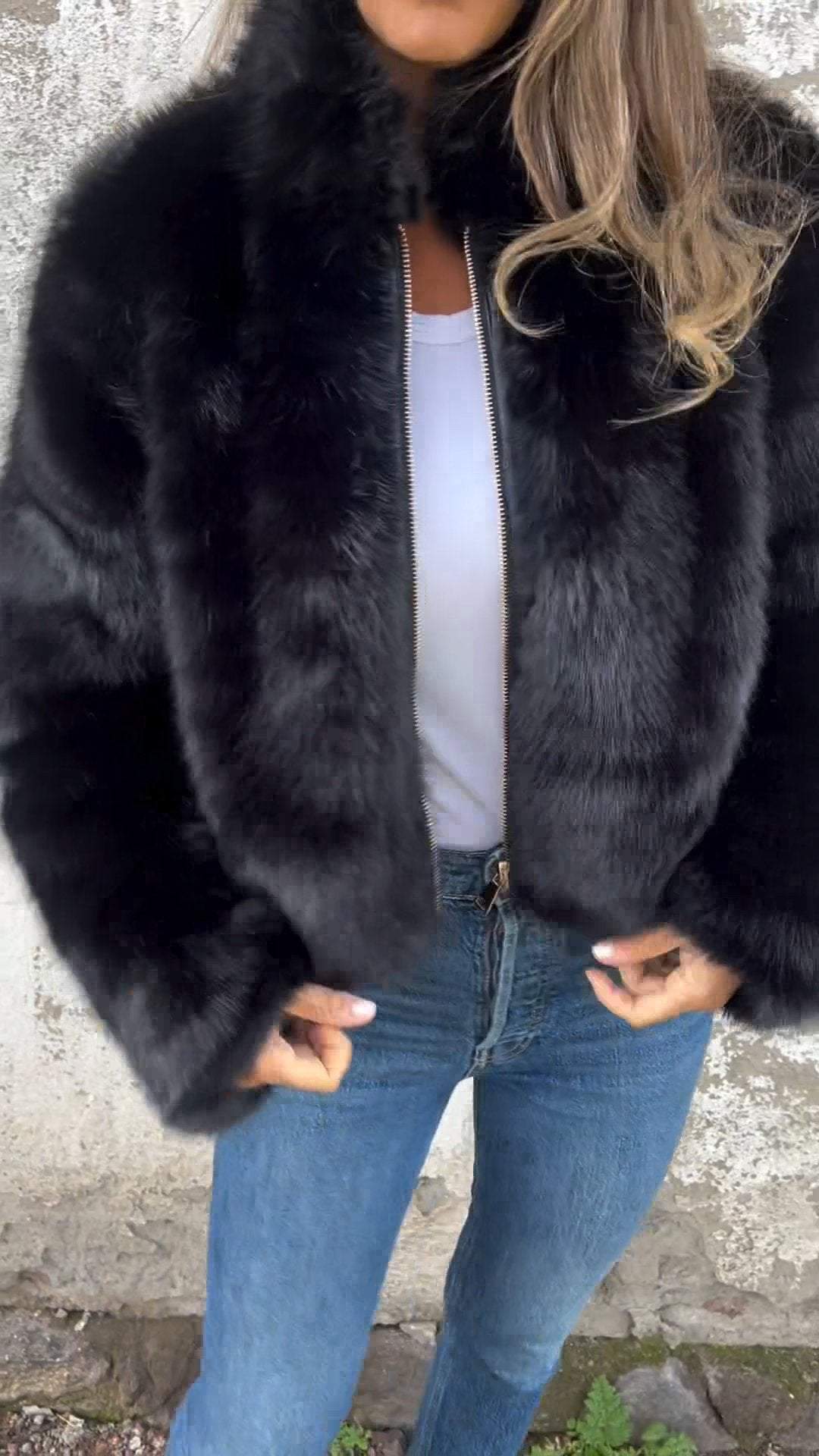 Women's Winter Coat Beige Warm and Elegant