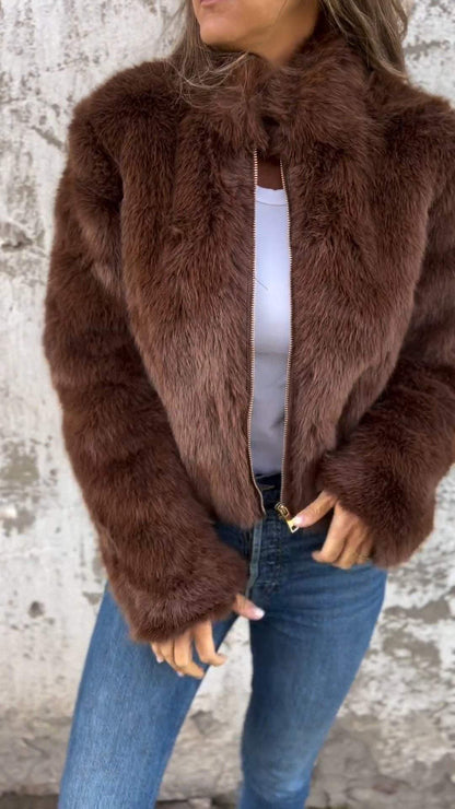 Women's Winter Coat Beige Warm and Elegant