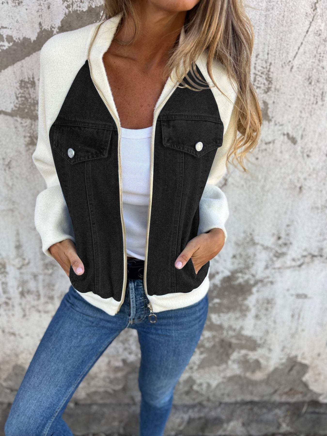 Fashionable YKK Jacket Casual V-Neck