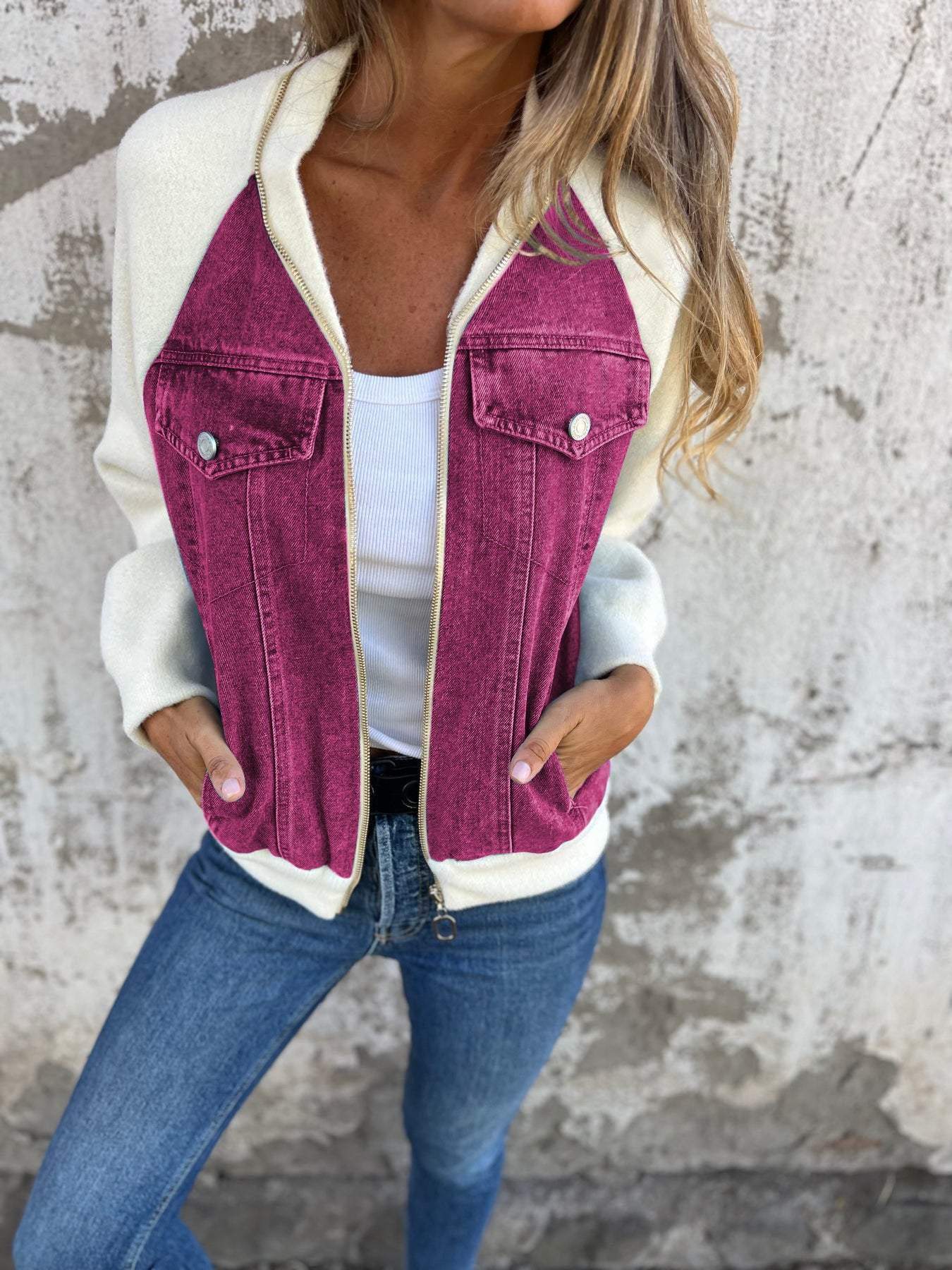 Fashionable YKK Jacket Casual V-Neck