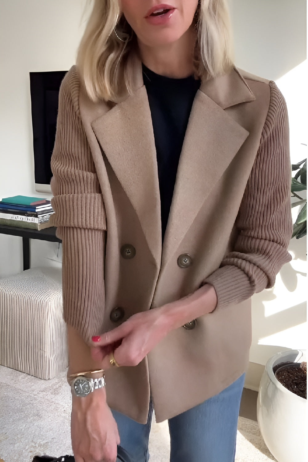 Damen Blazer Vegan Wolle Elegant - IdealeKleiden