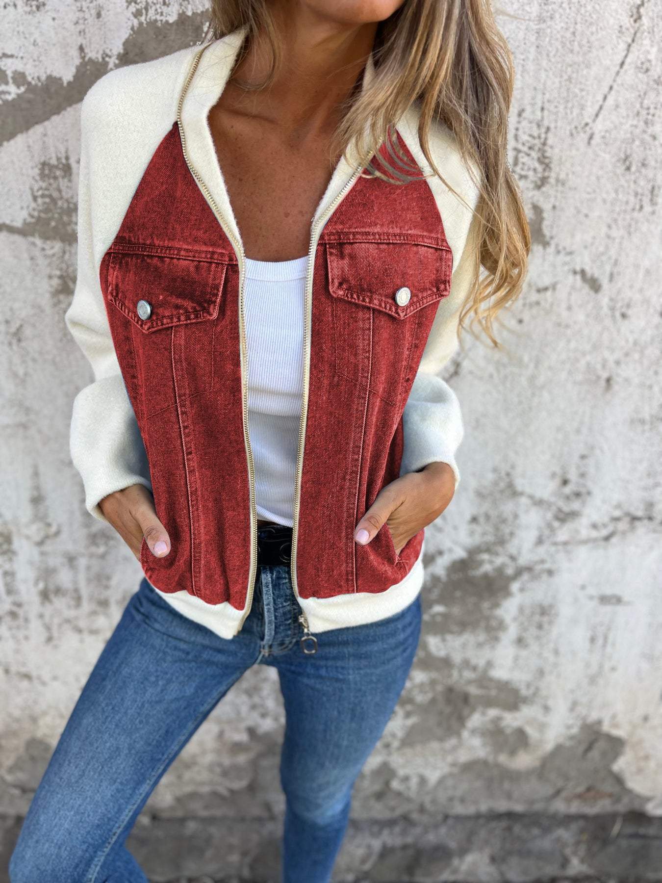 Fashionable YKK Jacket Casual V-Neck
