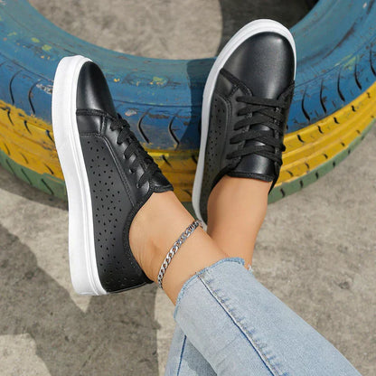 Women's Beige Lace-Up Sneakers