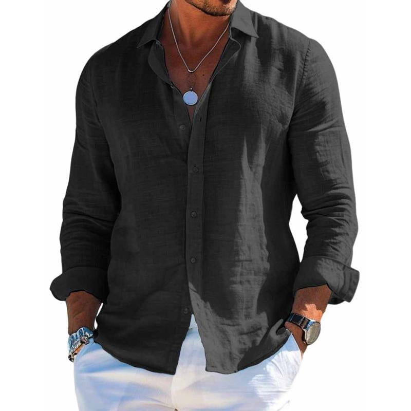 Men's Long-Sleeve Casual Button-Down Shirt