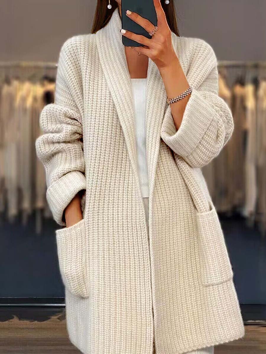 Fashionable Cardigan V-neck With Pockets