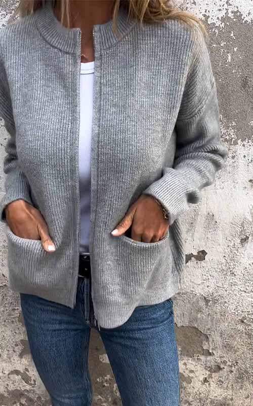 Fashionable Cardigan Cotton Zipper