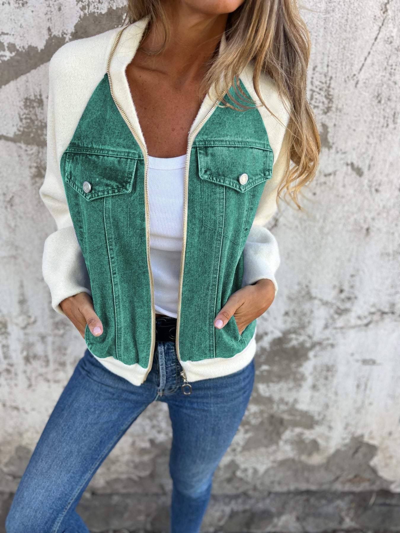 Fashionable YKK Jacket Casual V-Neck