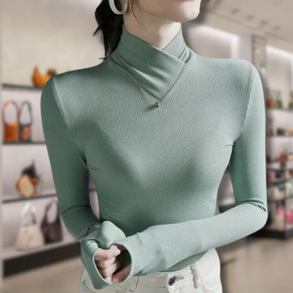 Soft Women's Turtleneck Sweater with Lace
