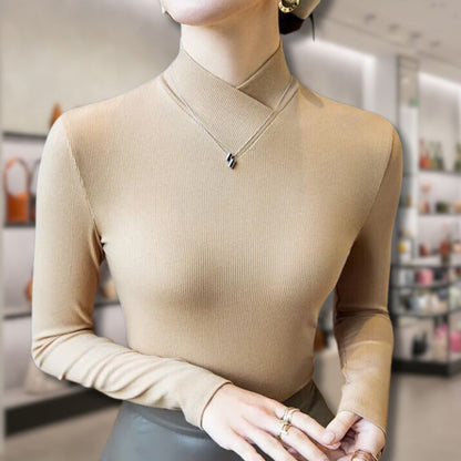 Soft Women's Turtleneck Sweater with Lace