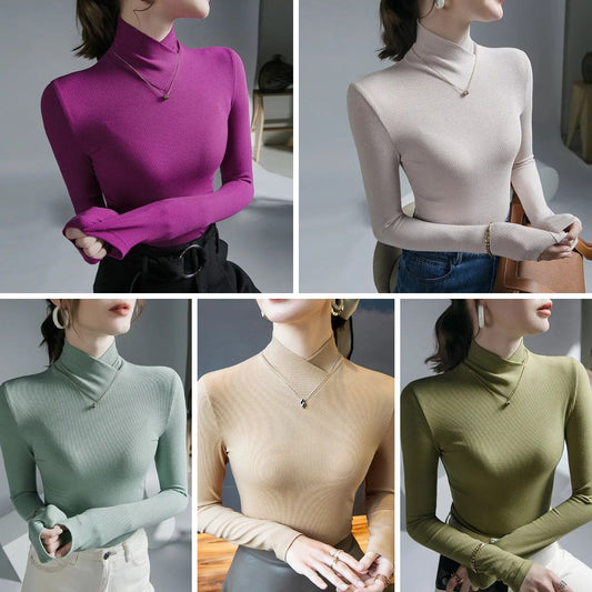 Weiche Damen Rollkragenpullover mit Spitze - IdealeKleiden