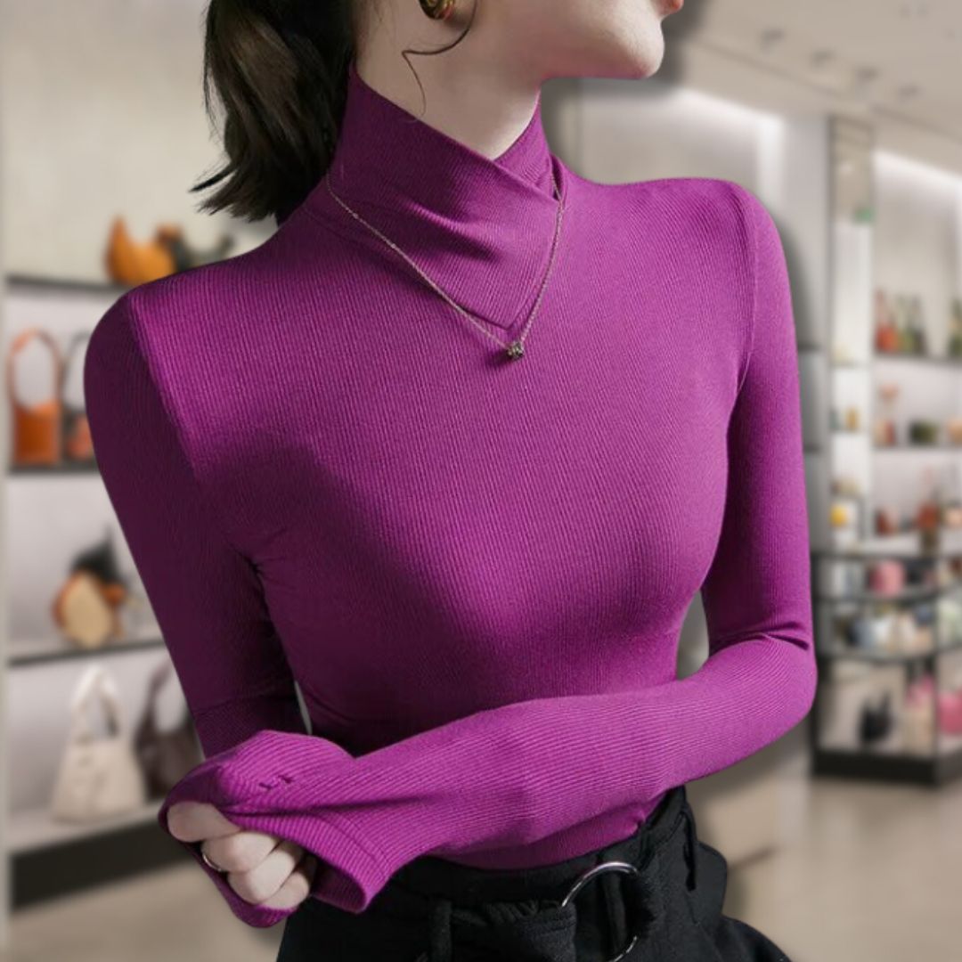 Soft Women's Turtleneck Sweater with Lace